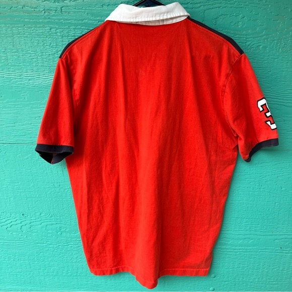 VINTAGE LRL RUGBY BIG PONY STRIPE SHORT SLEEVES POLU SHIRT LARGE NAVY BLUE RED - Picture 4 of 6